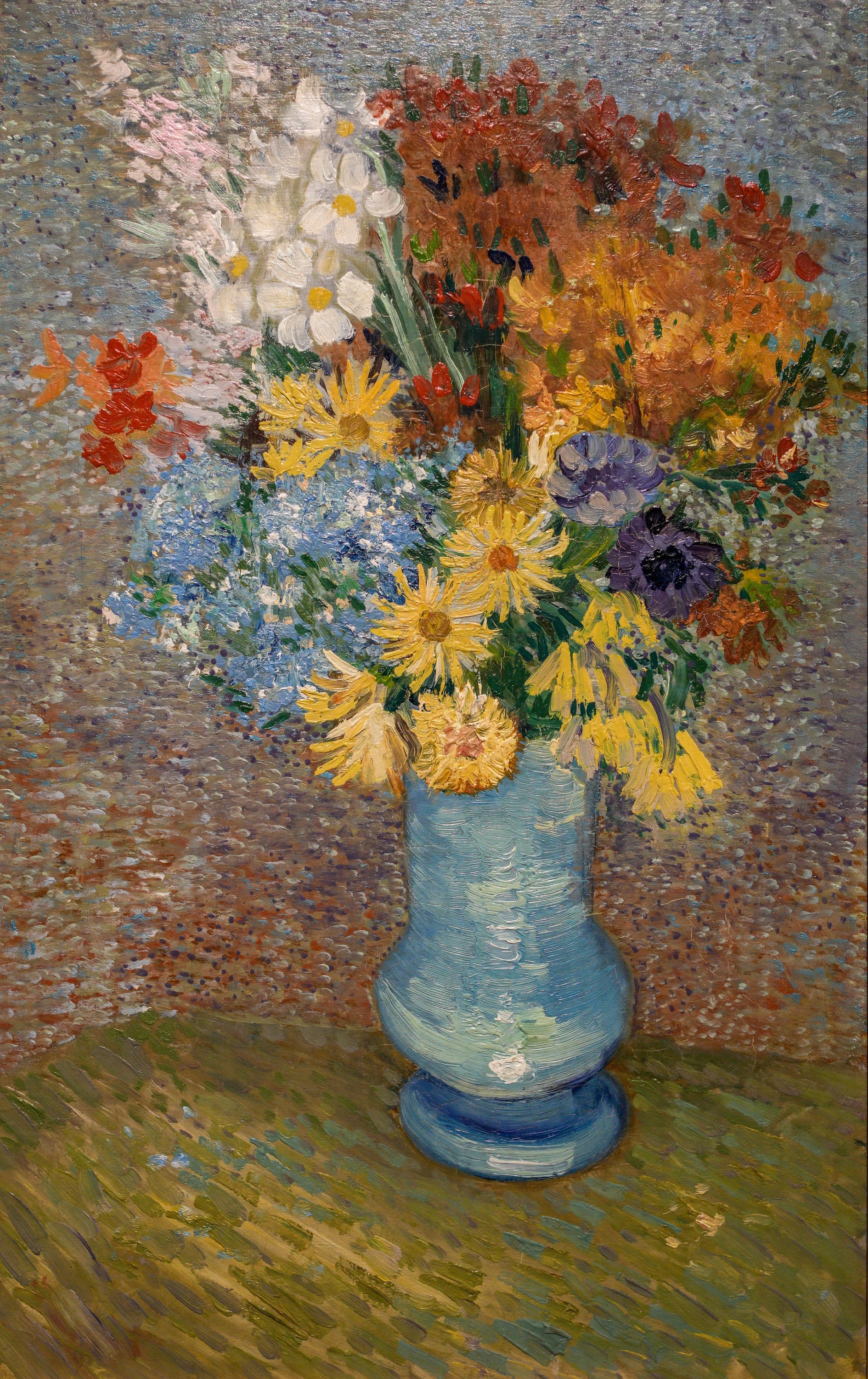 Vase avec marguerites et anémones F323 de Vincent van Gogh