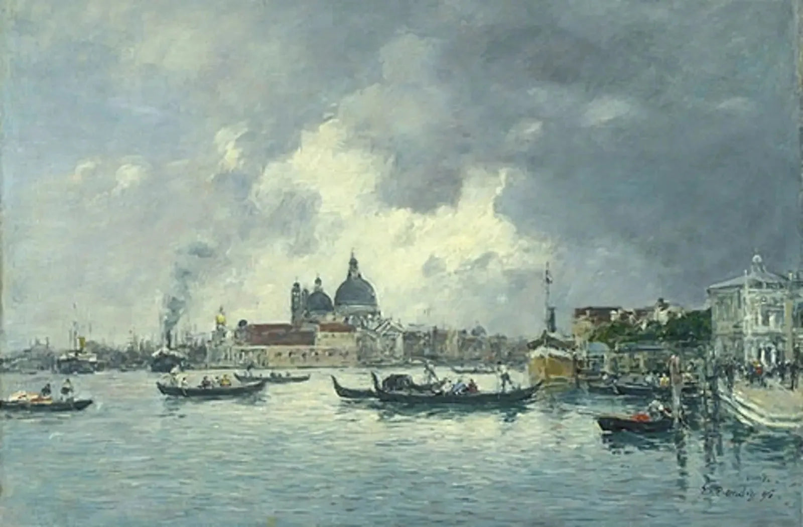 Venise, le soir. Le Quai des Esclavons et la Salute - Eugène Boudin image 1 copie peinte à la main à l’huile