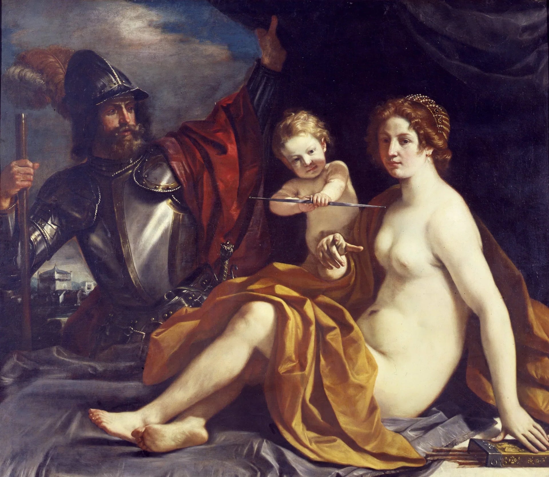 Vénus, Mars et l'Amour - Guercino image 1 reproduction artisanale de tableau