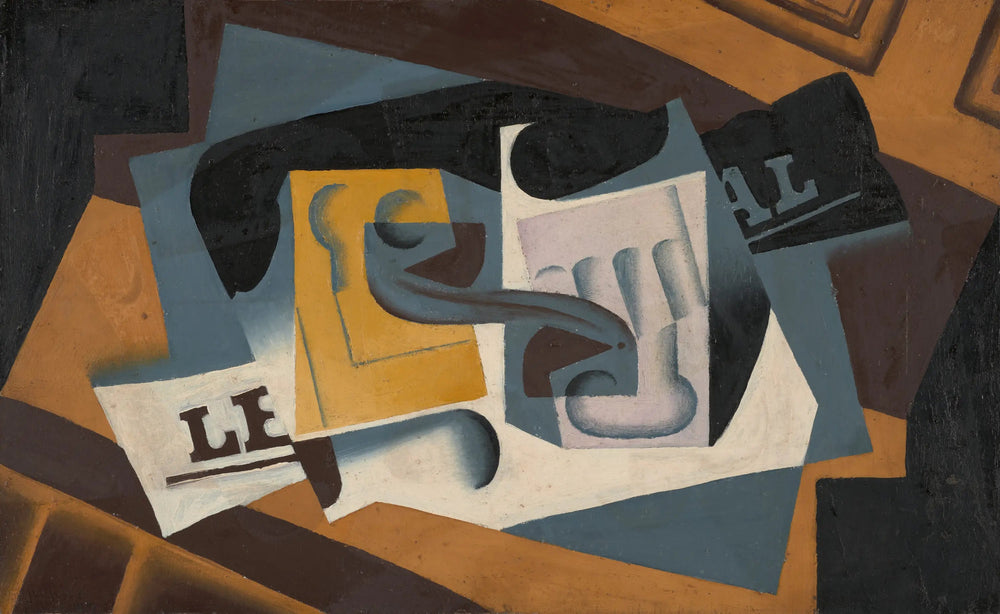 Verre et journal - Juan Gris image 1 copie de tableau peinte à la main