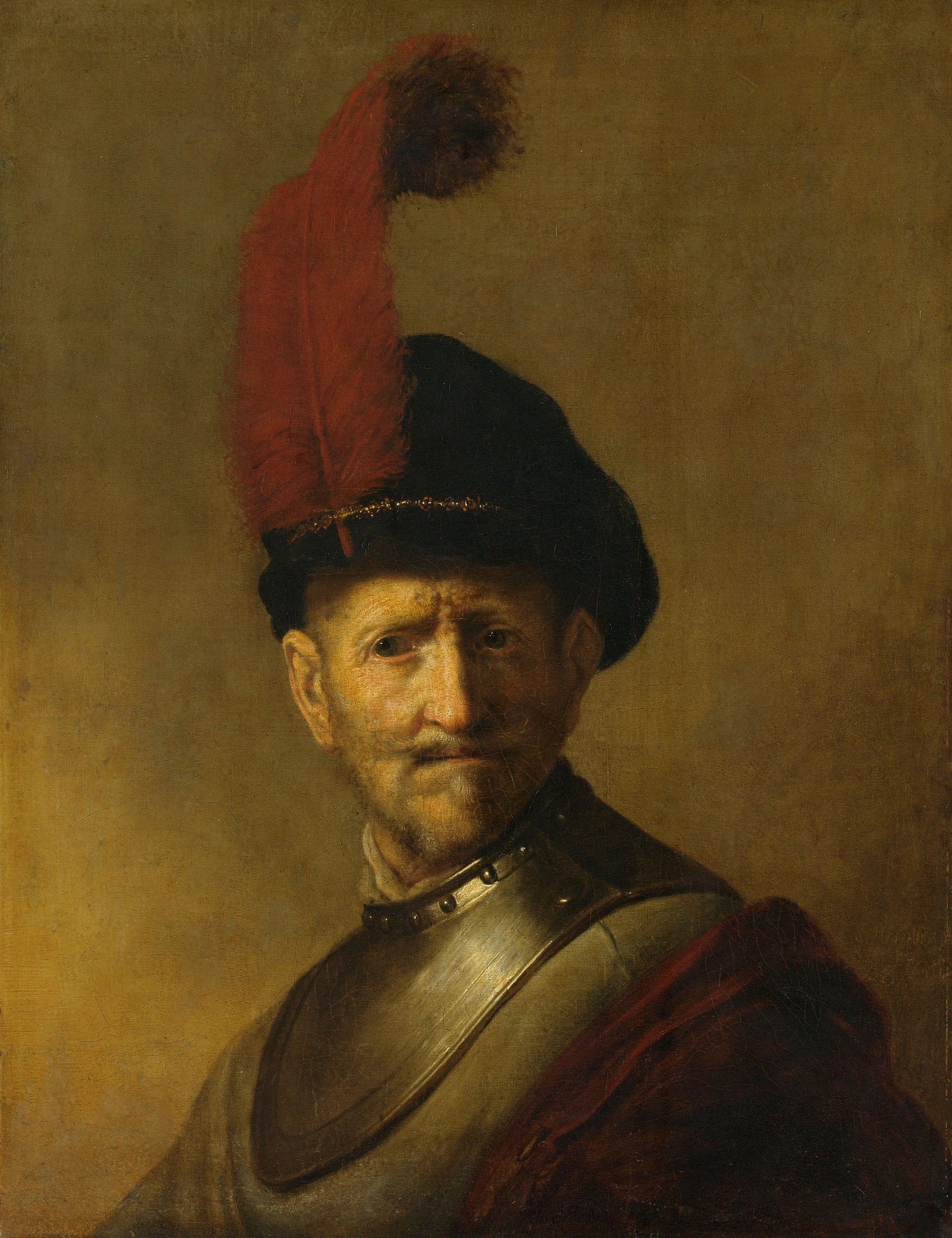 Vieil homme en costume militaire — copie d’après Rembrandt, Rijksmuseum