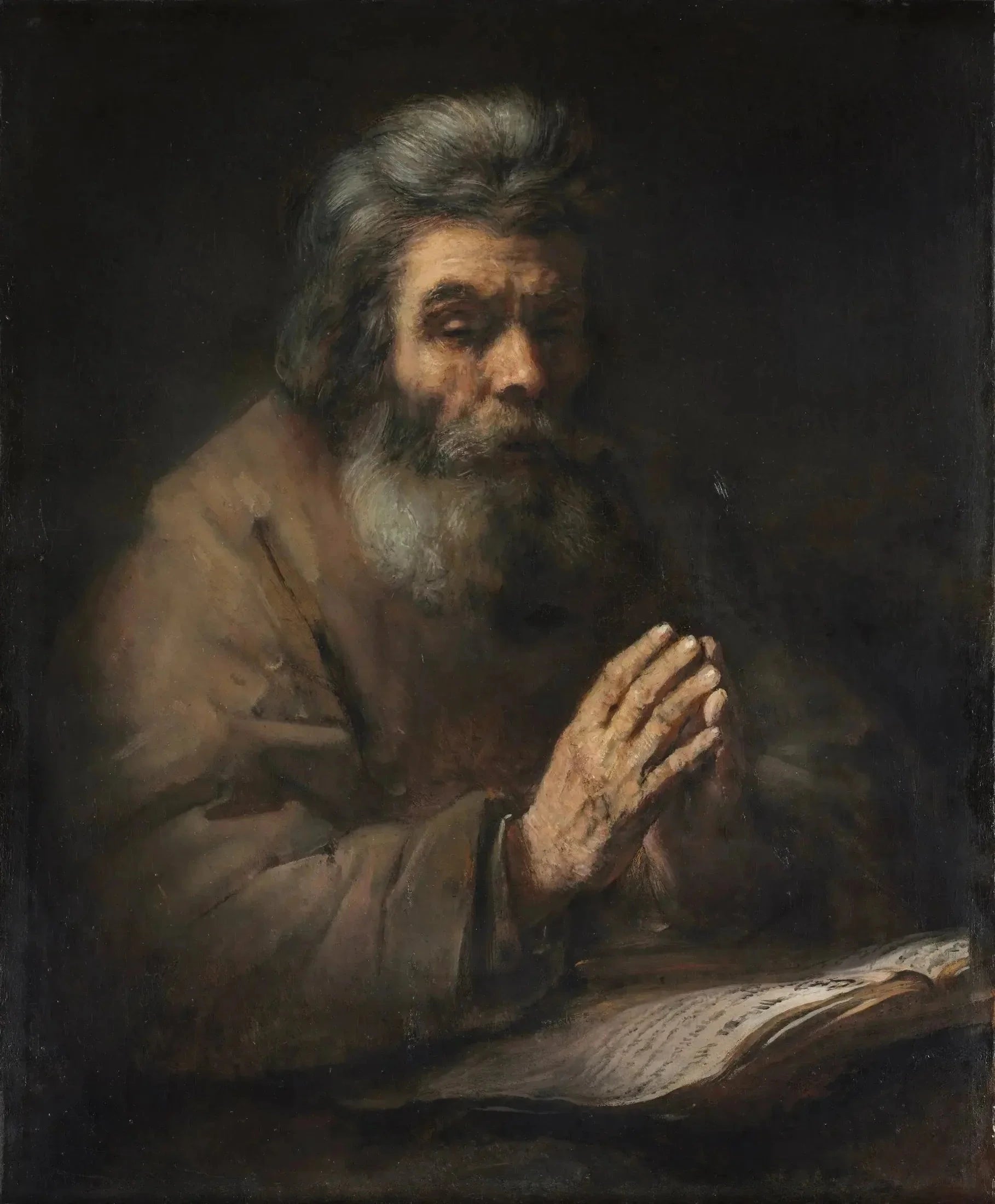 Vieillard priant devant un livre — suiveur de Rembrandt, années 1660 ou après, Cleveland Museum of Art