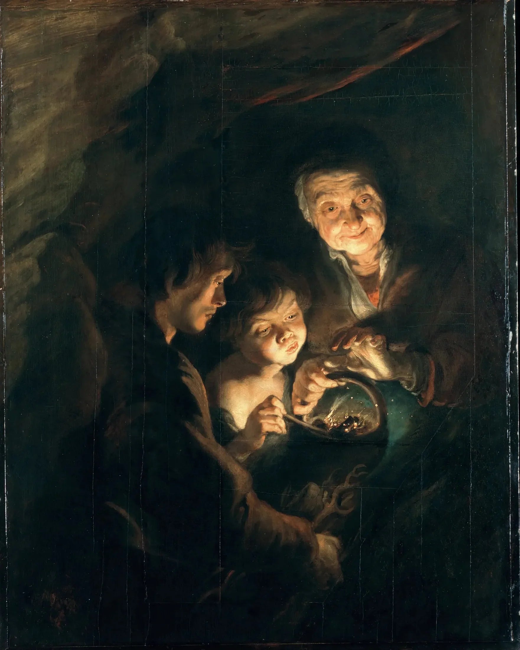 Vieille femme avec un panier de charbon - Peter Paul Rubens image 1 reproduction artisanale de tableau