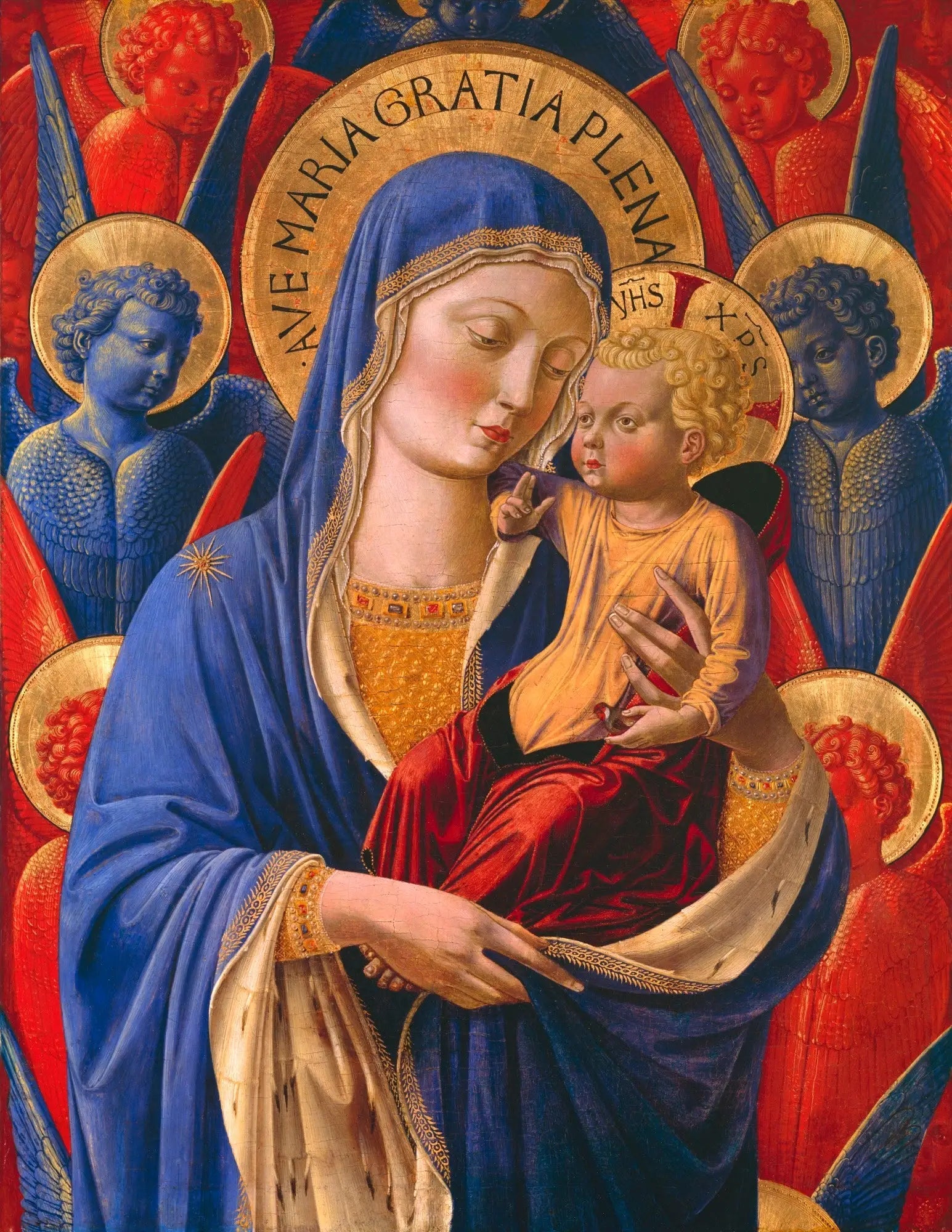 Vierge à l'Enfant avec des anges - Benozzo Gozzoli image 1 reproduction de peinture à l’huile
