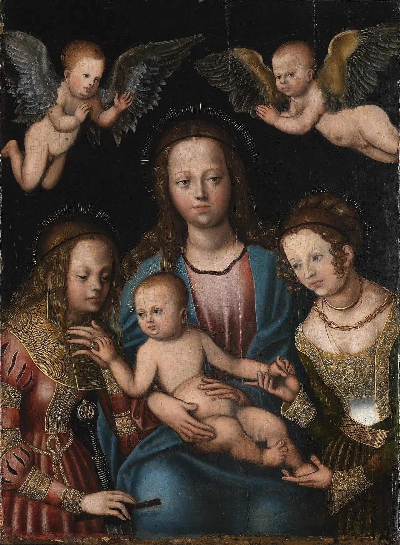 Vierge à l'Enfant et sainte Catherine et sainte Barbe - Lucas Cranach the Elder image 1 copie peinte à la main à l’huile