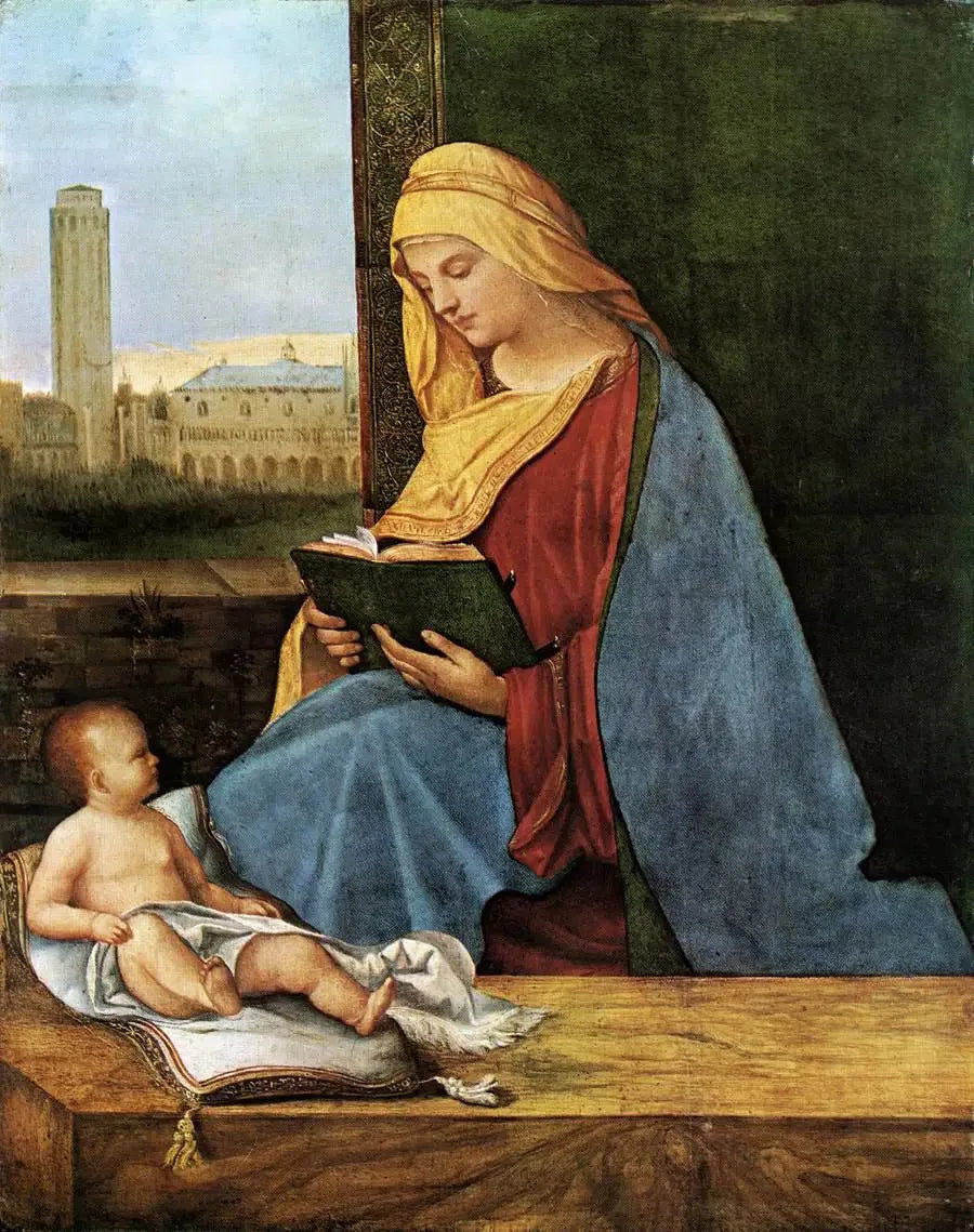Vierge à l'enfant lisant - Giorgione image 1 tableau peint à l’huile sur toile