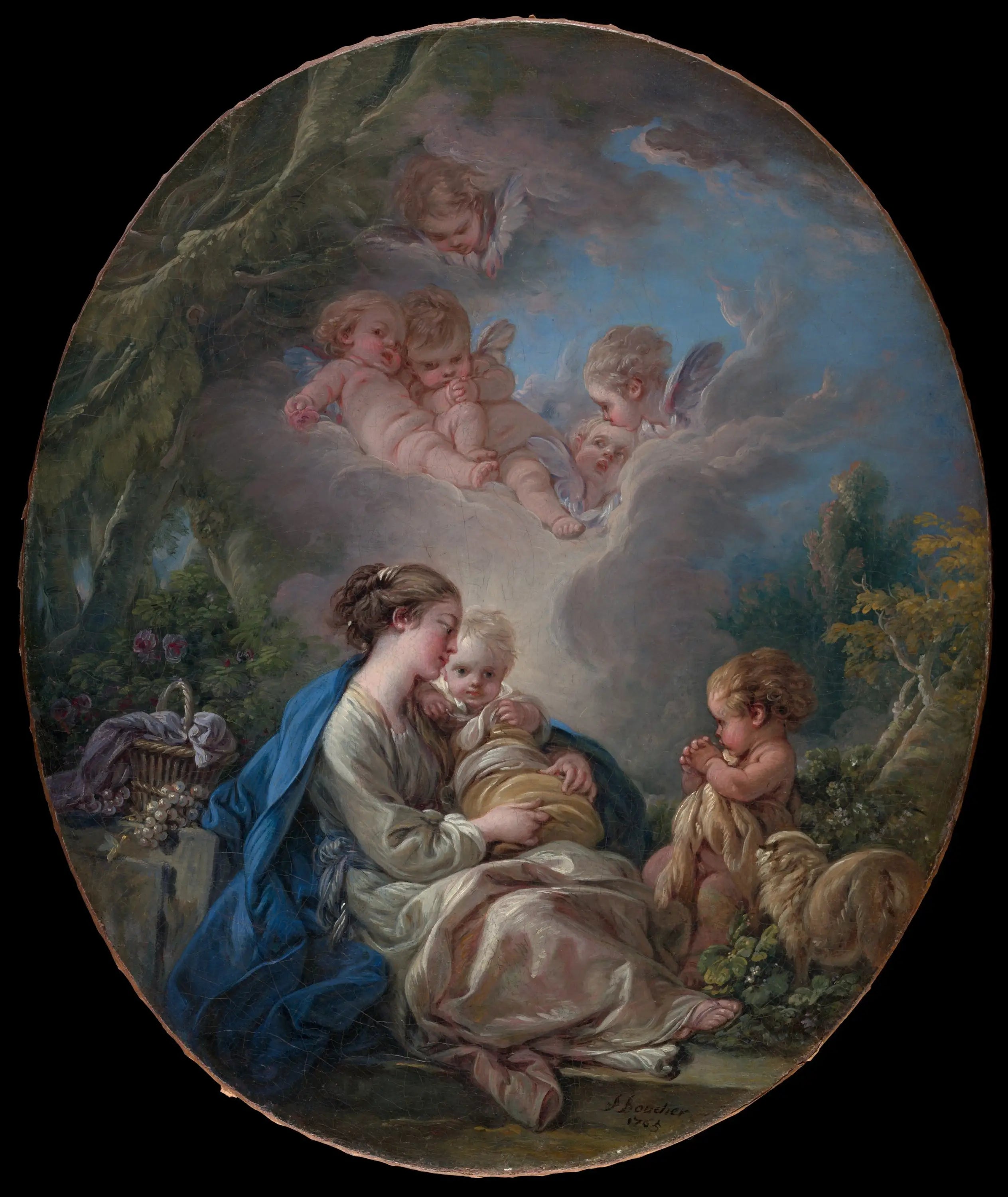 Vierge à l’Enfant avec le jeune saint Jean-Baptiste et des anges - François Boucher - Alpha Reproduction