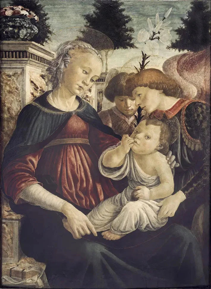 Vierge à l’Enfant avec deux anges de Botticelli, vers 1467-1468, musée des Beaux-Arts de Strasbourg – reproduction peinture à l’huile sur toile