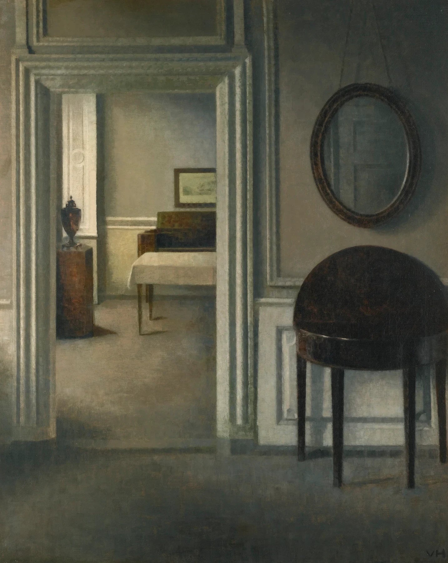Intérieur au miroir, peinture de Vilhelm Hammershøi