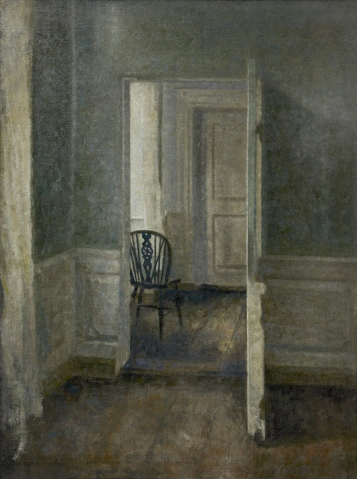 الداخلية مع كرسي وندسور - Vilhelm Hammershøi