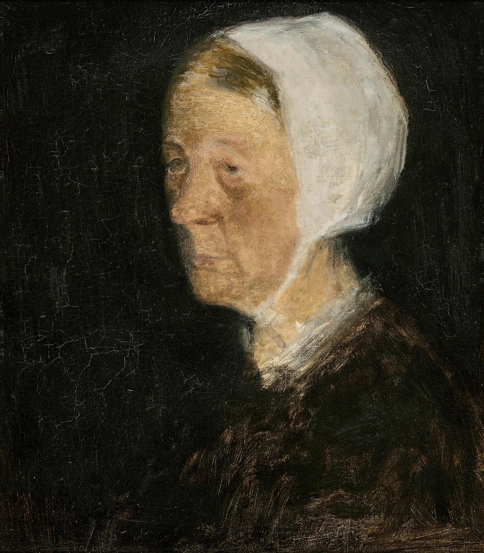 Vieille femme à la coiffe blanche, peinture de Vilhelm Hammershøi