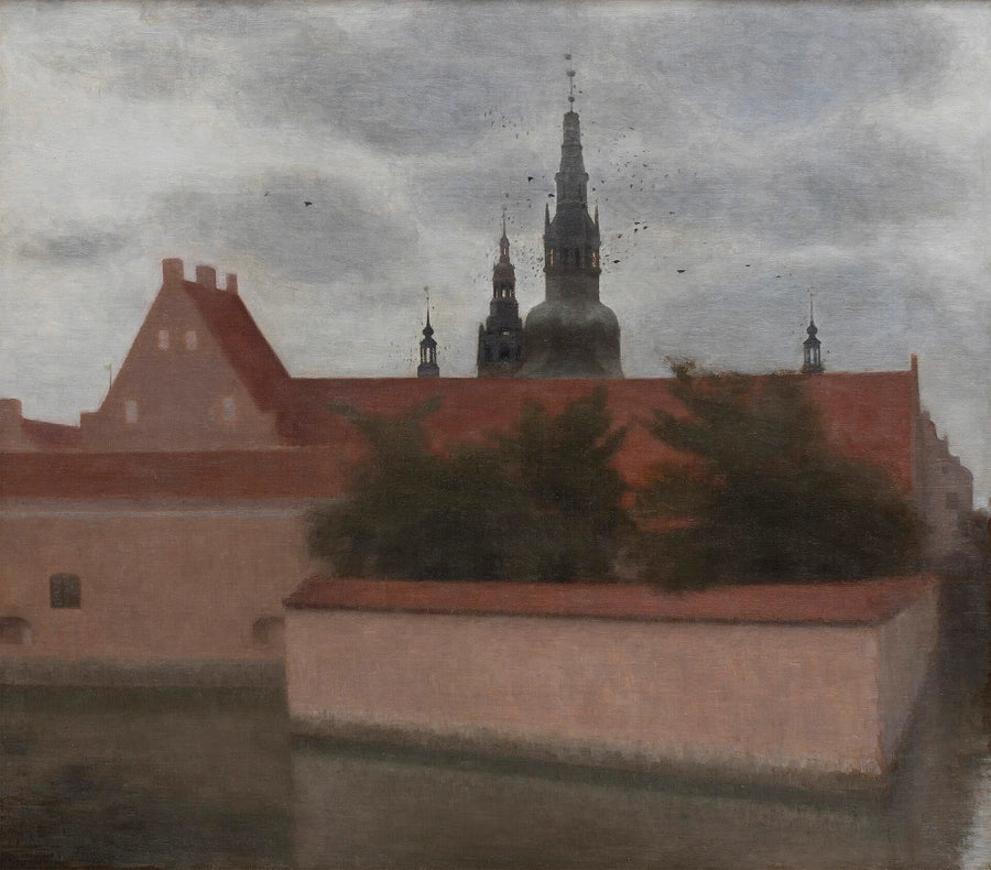 Le Château de Frederiksborg, peinture de Vilhelm Hammershøi