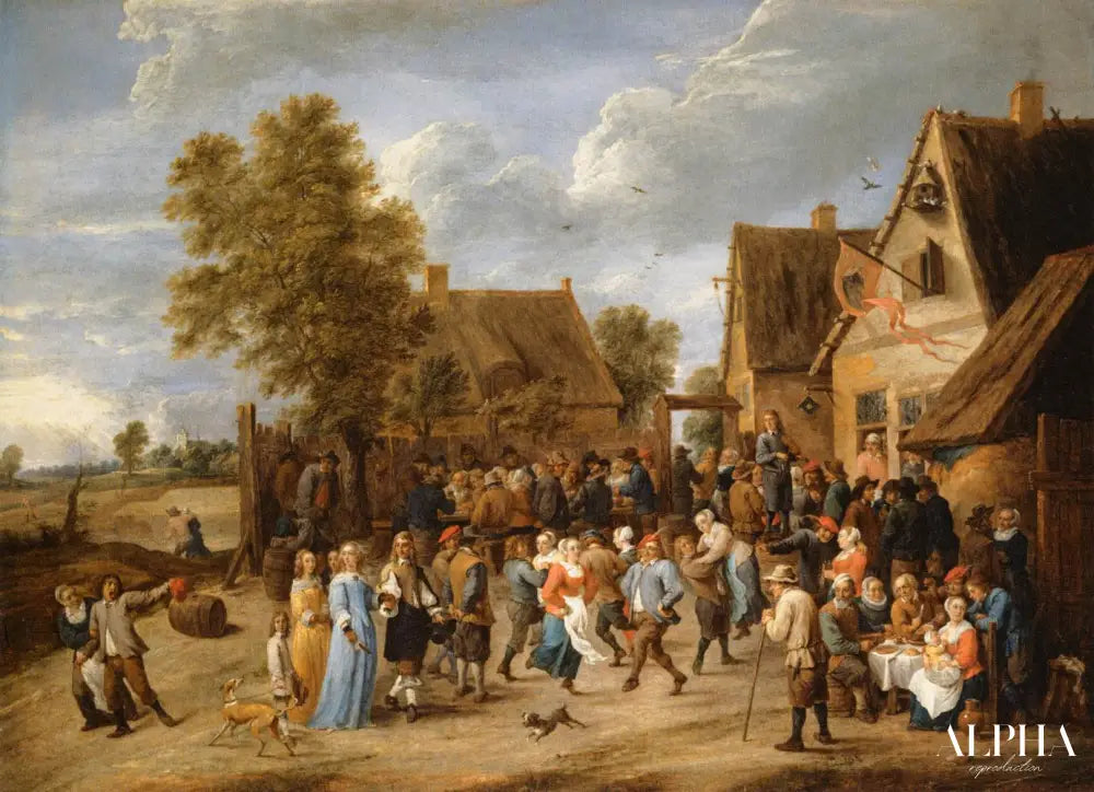 Village Revel avec un couple d'aristocrates - David The Younger Teniers - Reproductions de tableaux et peintures haut de gamme