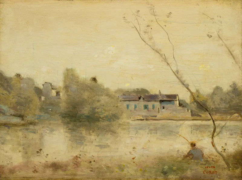 Ville-d'Avray. L'étang, petits arbres penchés au premier plan - جان-باتيست كاميل كوروت