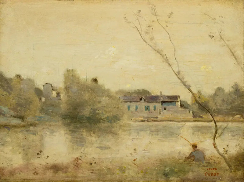 Ville-d'Avray. L'étang, petits arbres penchés au premier plan - جان-باتيست كاميل كوروت