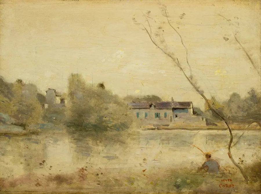 Ville-d'Avray. L'étang, petits arbres penchés au premier plan - جان-باتيست كاميل كوروت
