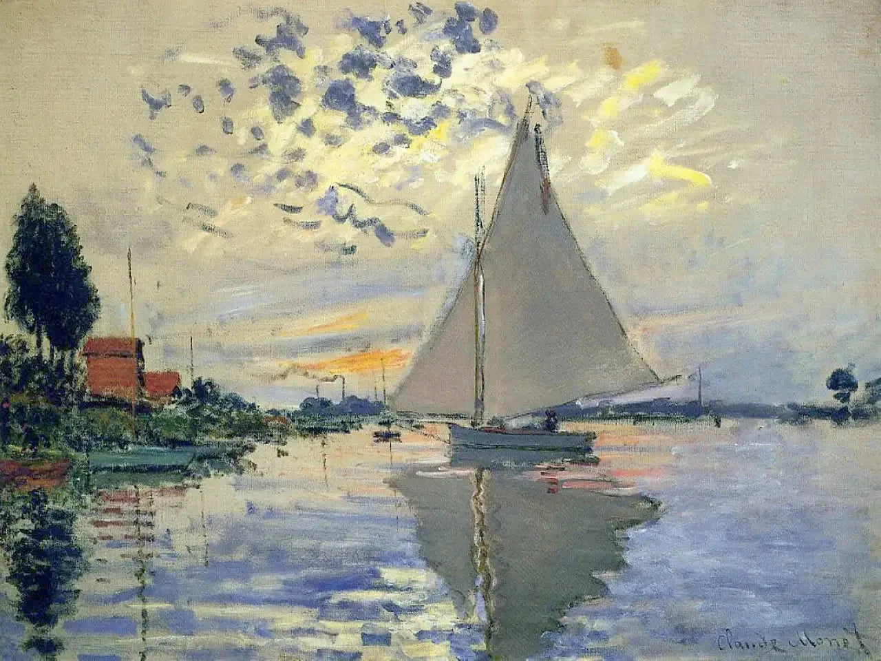 Voilier au Petit-Gennevilliers W336 par Claude Monet, 1874, collection privée