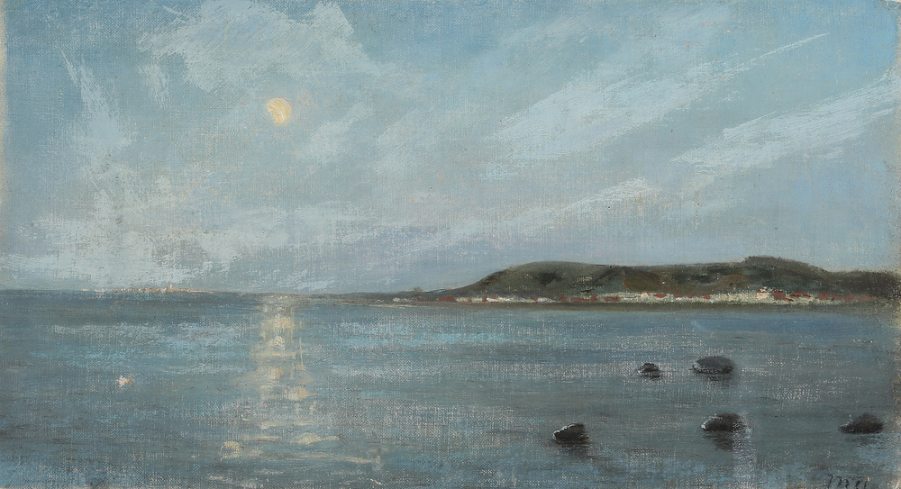 Vue de la mer au clair de lune. - Michael Peter Ancher image 1 copie de tableau peinte à la main