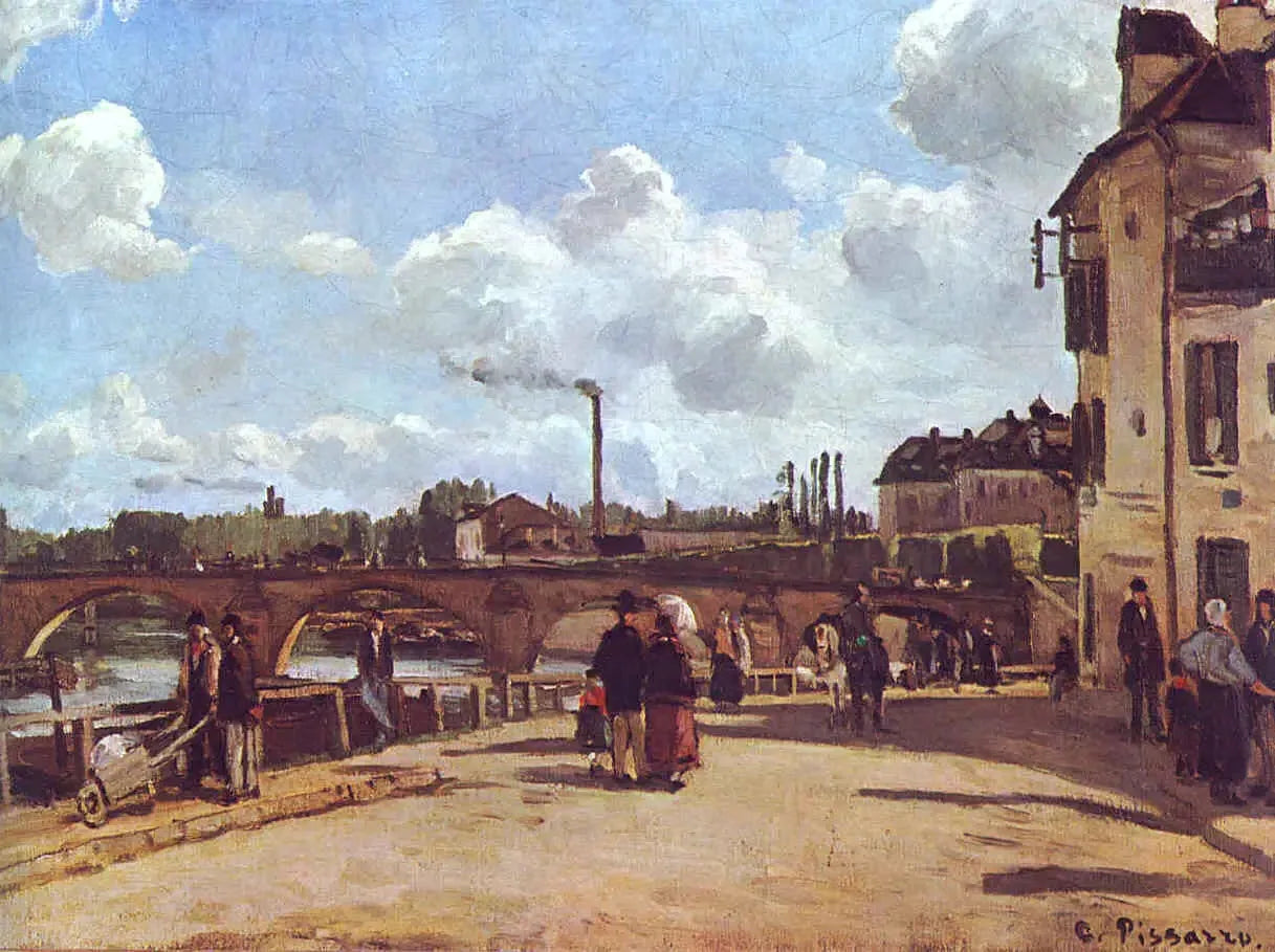 Vue de Pontoise Quai du Pothuis - Camille Pissarro image 1 copie peinte à la main à l’huile