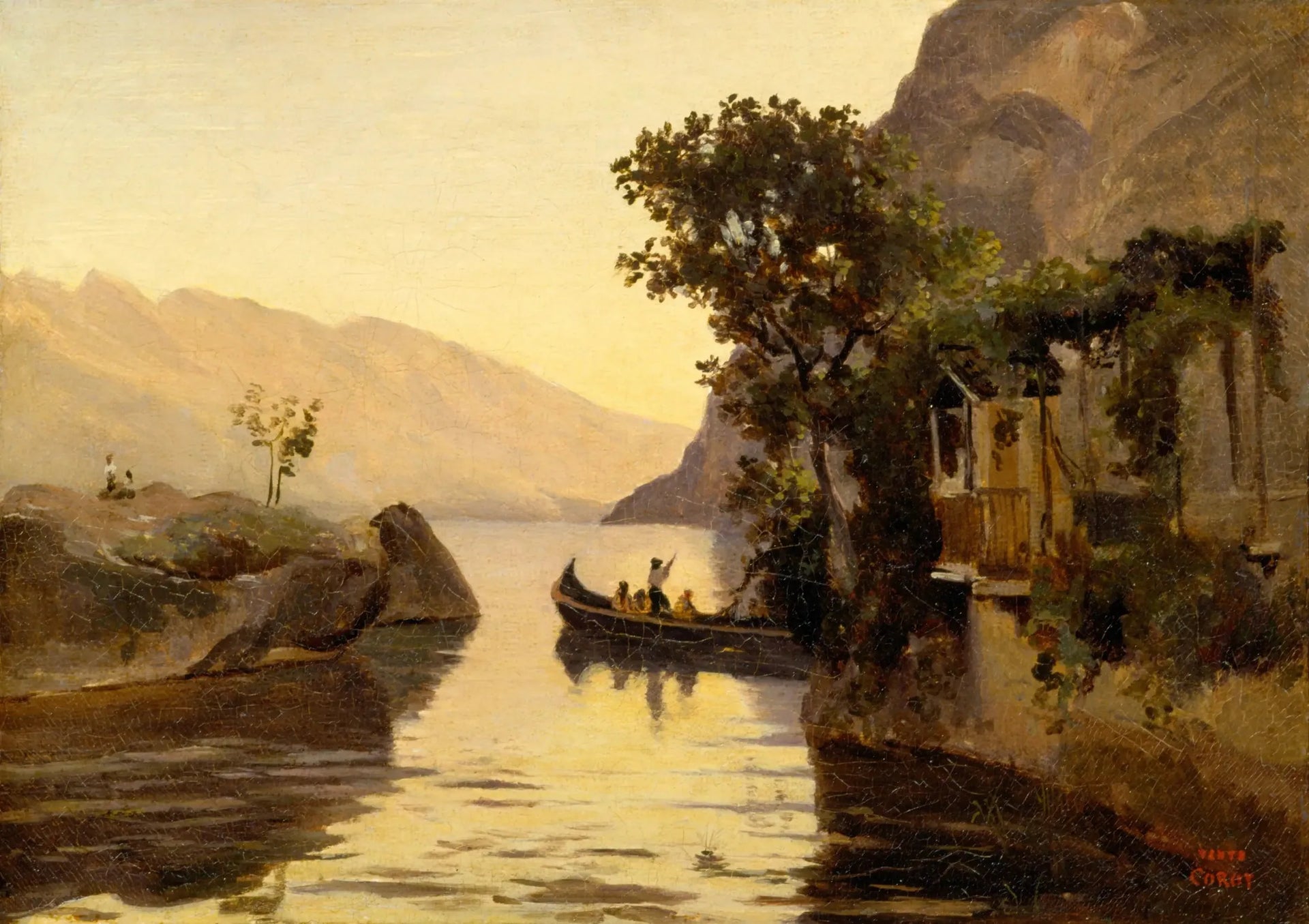 Vue de Riva, Tyrol italien - Jean-Baptiste Camille Corot image 1 copie de tableau peinte à la main
