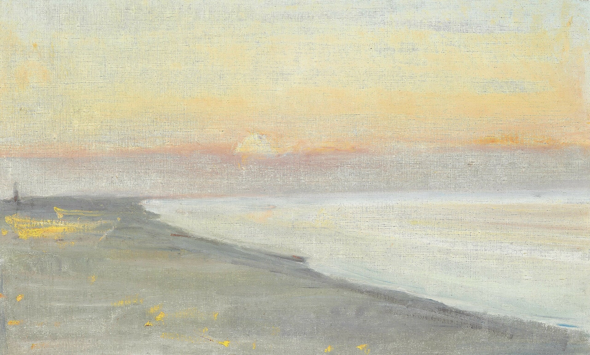 Vue depuis une plage au crépuscule, Skagen. - Michael Peter Ancher image 1 copie de tableau peinte à la main