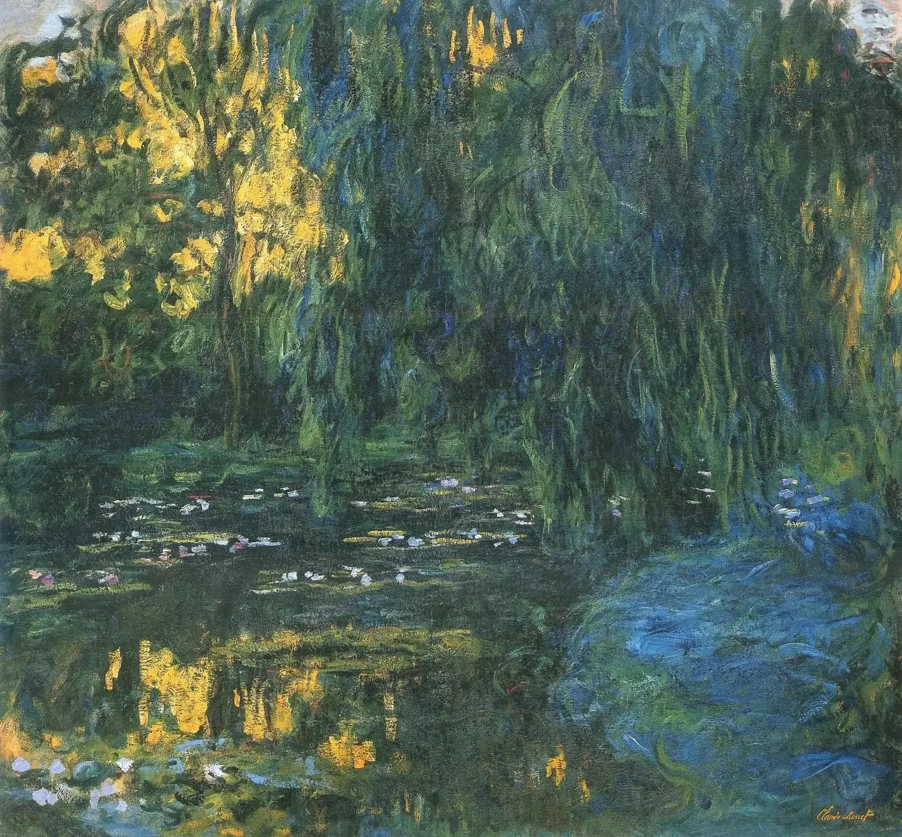 Vue du bassin aux nymphéas avec saule - Claude Monet image 1 reproduction artisanale de tableau