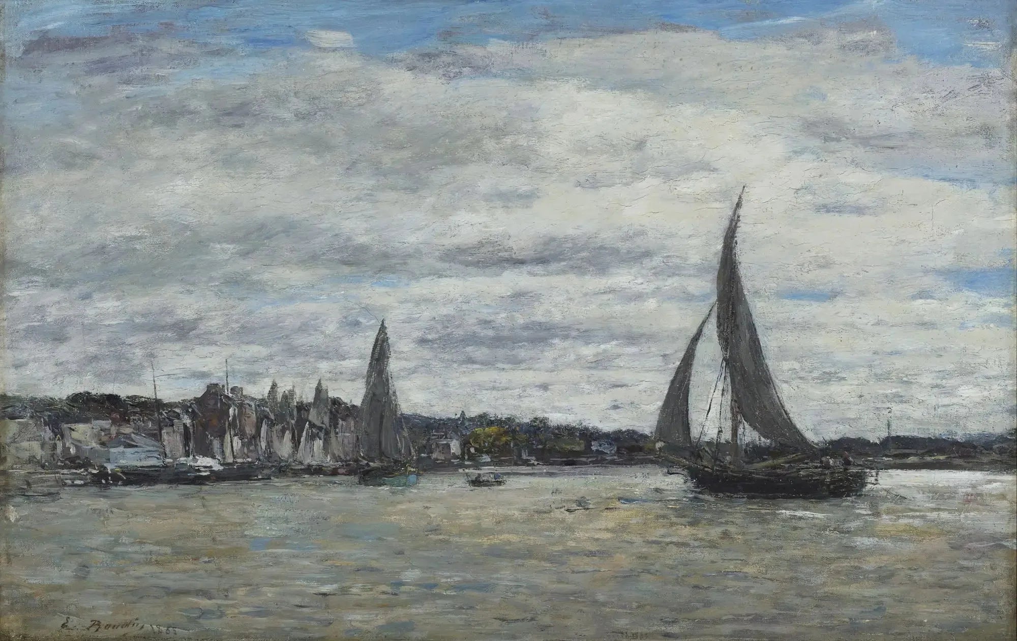 Vue du bassin de Trouville - Eugène Boudin image 1 tableau peint à l’huile sur toile