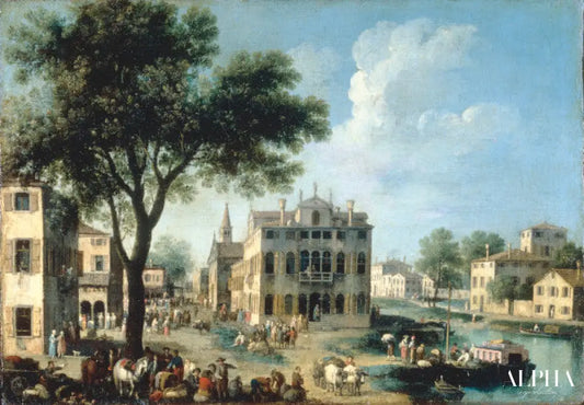 Vue d'une ville sur la Brenta, Vénétie, Italie - Giovanni Antonio Canal - Reproductions de tableaux et peintures haut de gamme