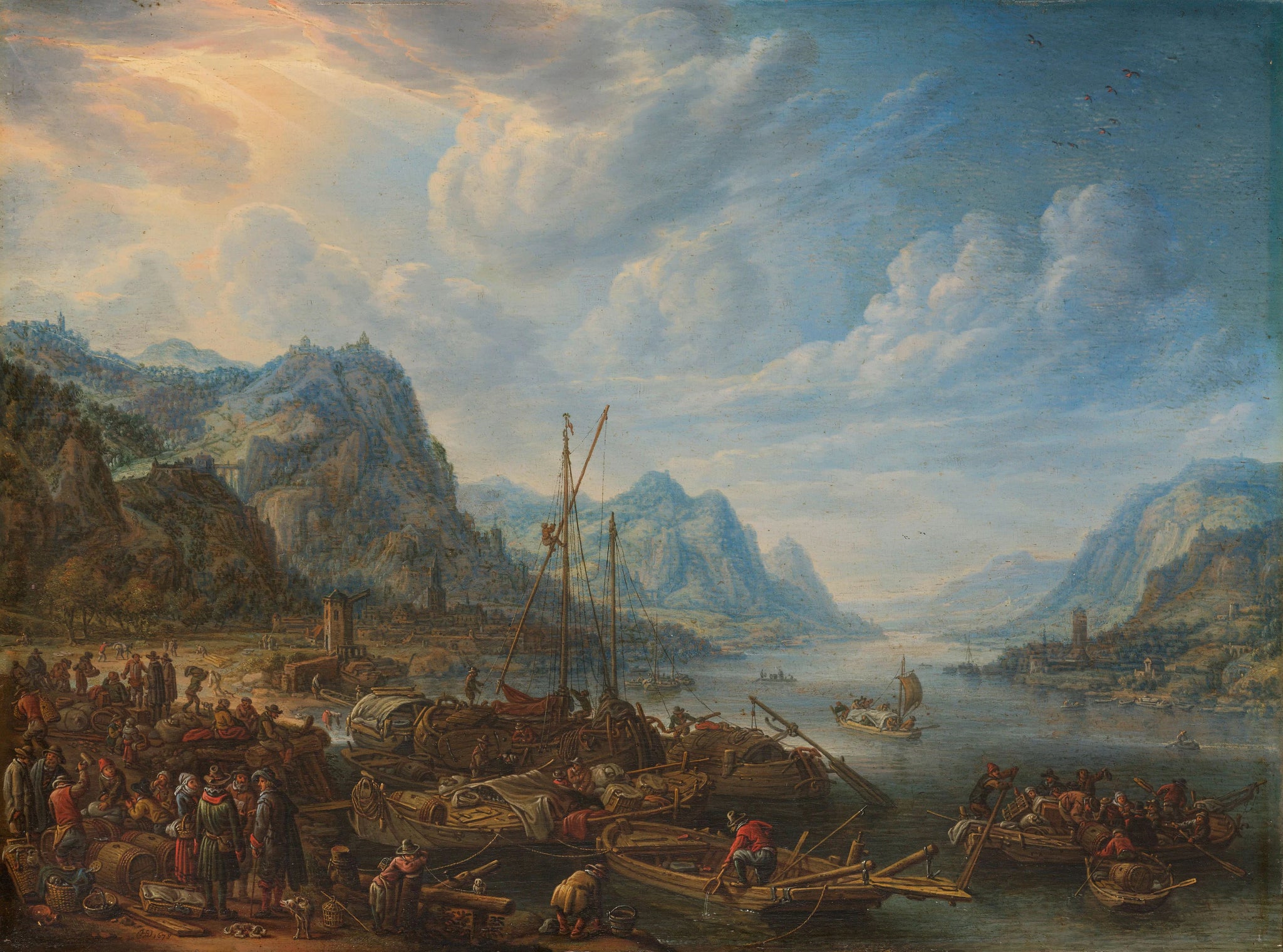 Vue rivière avec amarrage - Herman Saftleven II