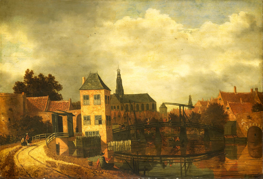 Vue de la ville de Haarlem à travers la Spaarne près de l'Eendjespoort - Balthasar van der Veen