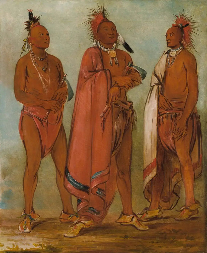 Wa-másh-ee-sheek, Celui qui enlève ; Wa-chésh-uk, La guerre ; Mink-chésk, Trois jeunes hommes distingués - جورج كاتلين