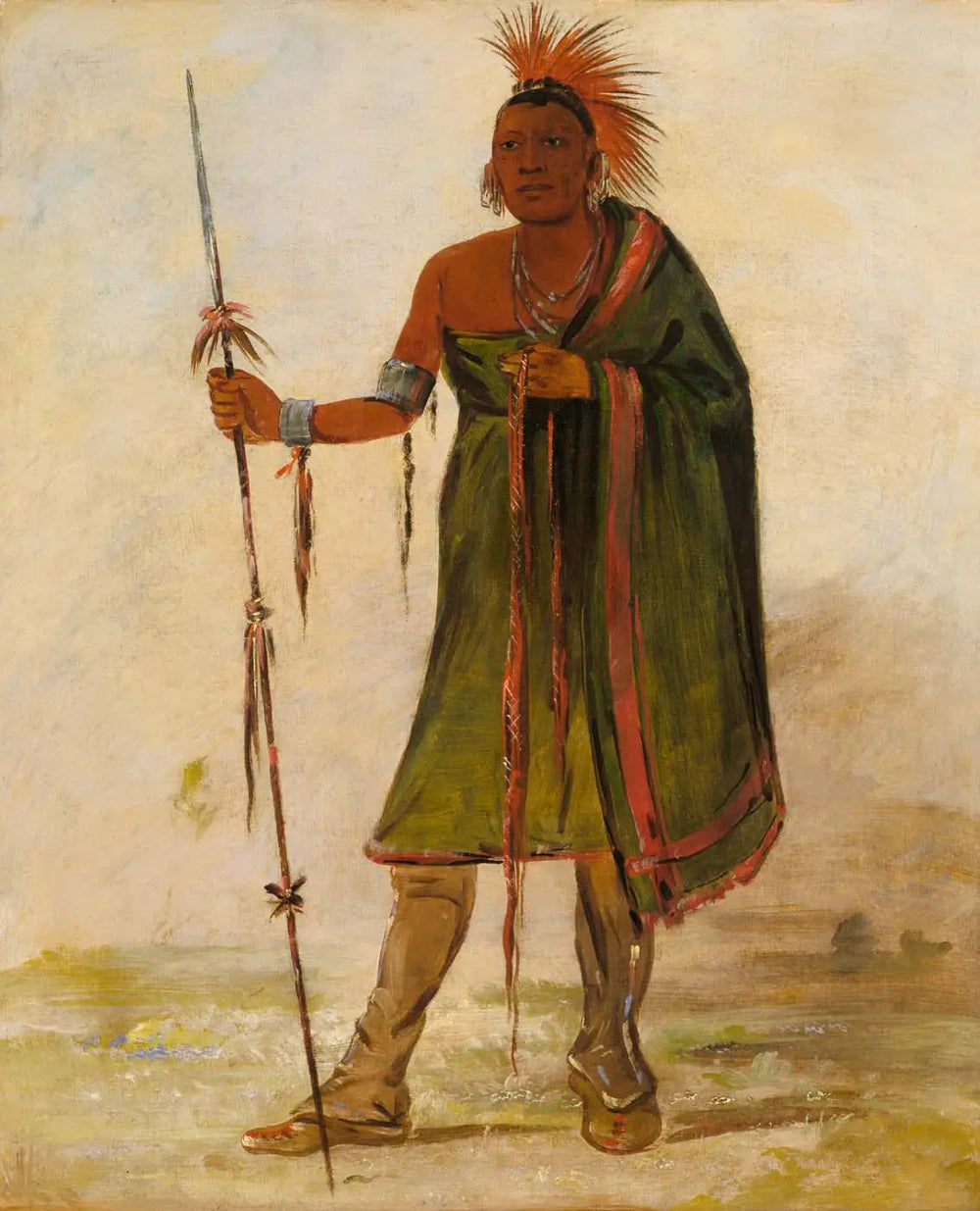 Wash-ím-pe-shee, fou, un guerrier distingué - George Catlin image 1 copie peinte à la main à l’huile