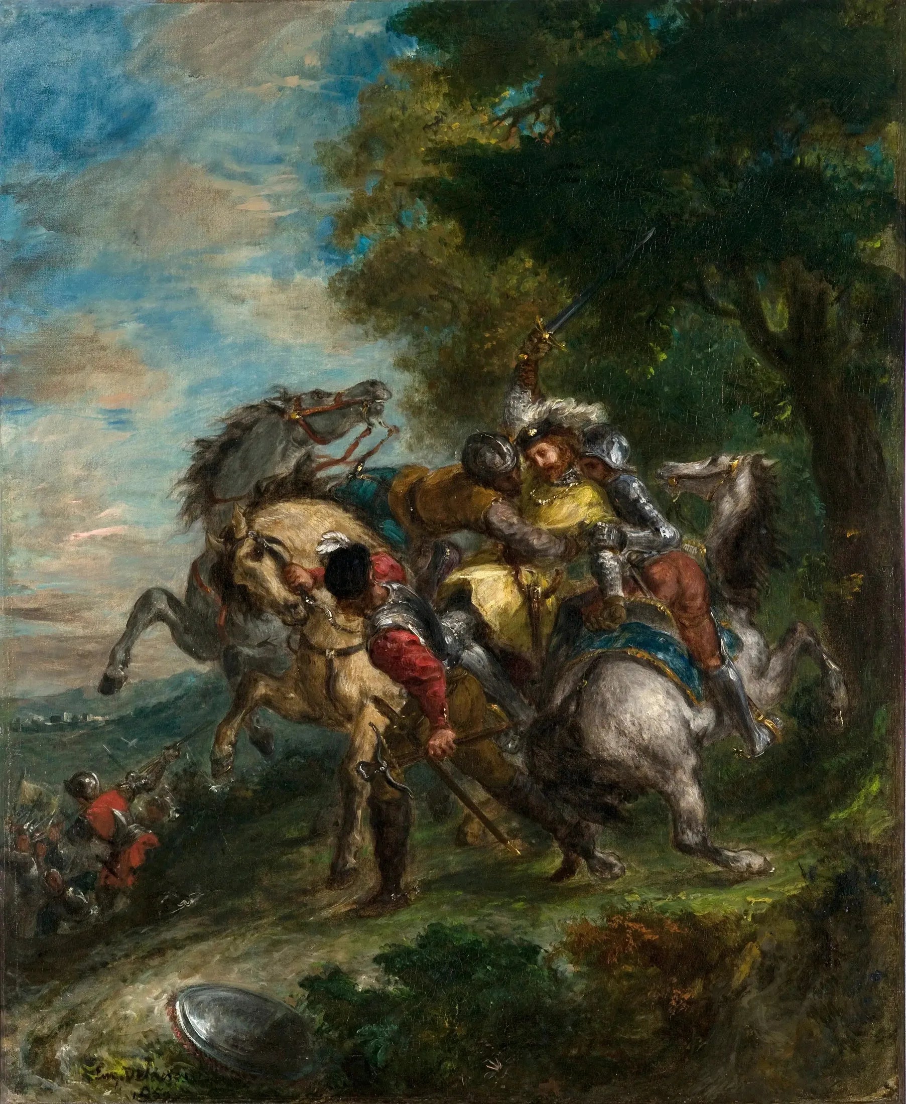 Weislingen capturé par les hommes de Götz - Eugène Delacroix image 1 reproduction de peinture à l’huile