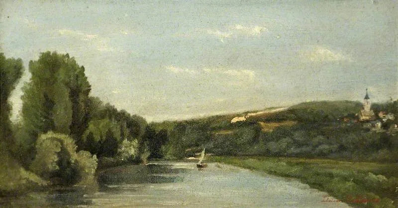 Yacht sur la rivière - Stanislas Lépine image 1 reproduction d’œuvre d’art à l’huile