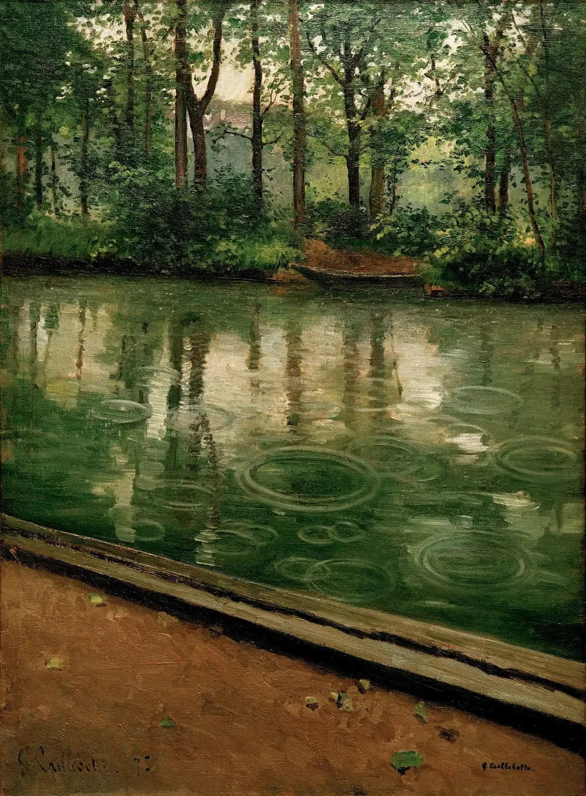 Yerres, Effet de la pluie - Gustave Caillebotte image 1 reproduction d’œuvre d’art à l’huile